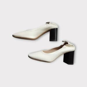 Everlane The Day Heel Shoes Cream Leather Block Heel Womens 6.5